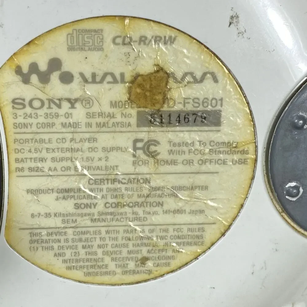 Sony Sports S2 CD Walkman Discman D-FS601 Portable CD Player PARTS ONLY